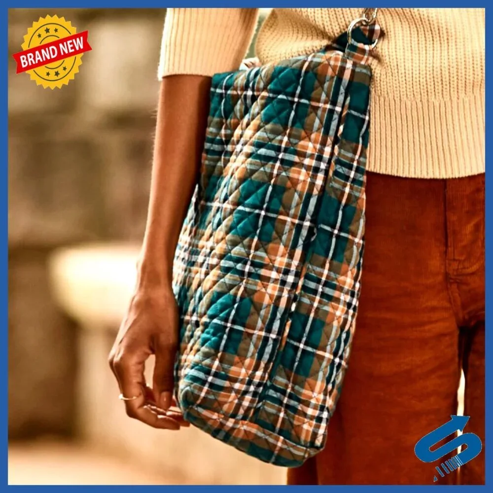 Oversized Cotton Hobo Shoulder Bag with Multiple Pockets